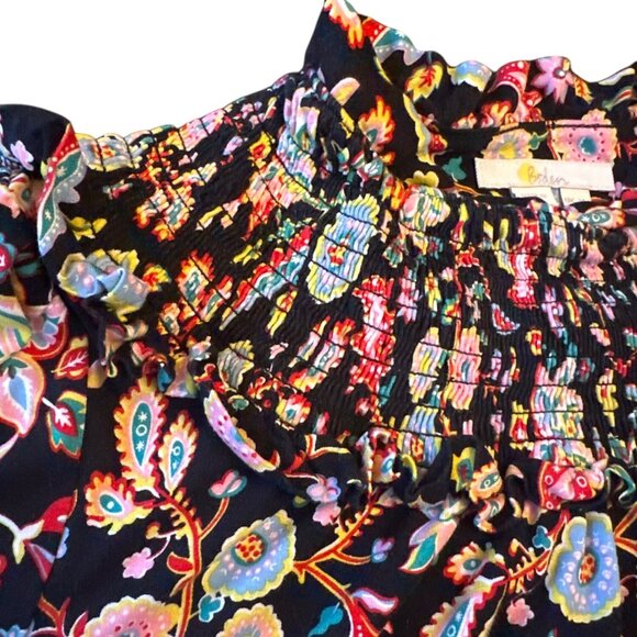 Boden Womens Floral Patterned Long Sleeve Blouse UK 14 US 10 Black Multicolor Sm - Picture 2 of 5